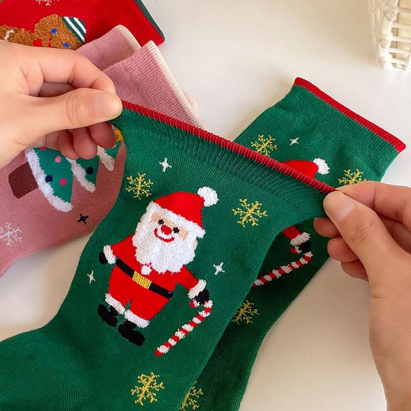 Kids Christmas Socks 2 4 8 Pairs Cotton Warm Mid Calf Unisex Knit Snowflake Elk Pattern Holiday Gift For Boys Girls