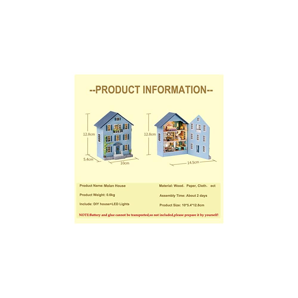 Cuteroom Wooden Dollhouse Kit DIY Miniature House with Furniture for Kids Boys and Girls