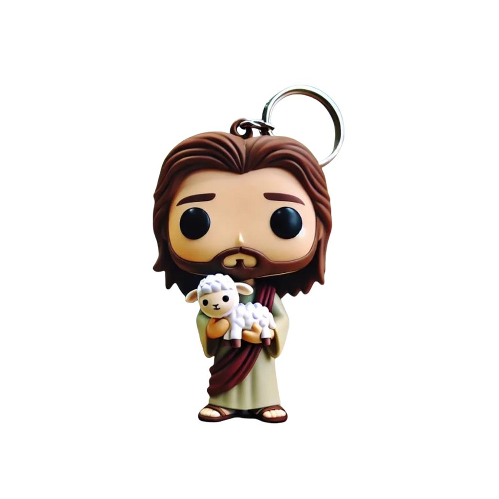 Przenośny Brelok z Figurką Jezusa Akrylowy Wykwintny Brelok z Jezusem na Klucze Torby i Dekorację Samochodu Prezent Religijny dla Wierzących