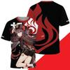 Jeu Genshin Impact Tous les Rôles Cosplay T-shirt 3D Raiden Shogun Impression Anime T-shirts Été Hommes Femmes Harajuku Décontracté Street Y2k Hauts