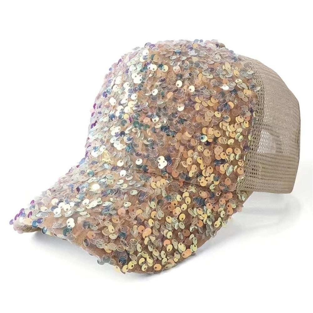 Shiny Sequins Baseball Cap Blingbling Sun Hat Simple Sequin Baseball Hat  Street Dance