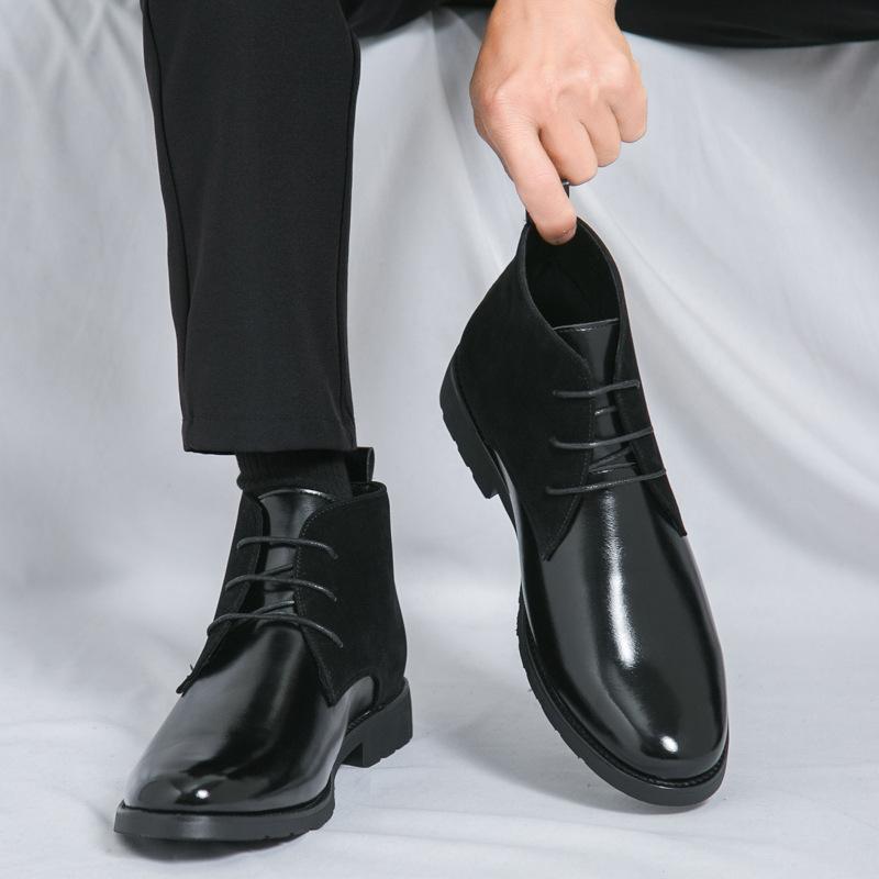 Große Größe 46 Chelsea Boots 2025 Frühling und Herbst neue Herren High-Top Lederschuhe Herren Splicing Stiefeletten Herren Lederstiefel