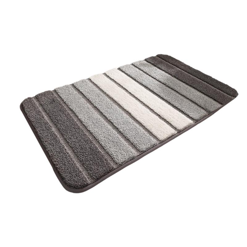 Rutschfeste Badematte Super Saugfähig Dick Plüsch Gestreift Weich Bereichsteppich Teppiche