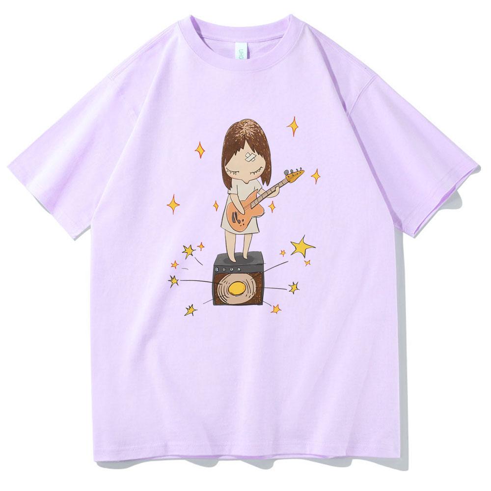 Yoshitomo Nara Guitar Gurl Print Tshirt Men Women Fashion Cartoon Oversized Short Sleeve Tshirt Unisex Casual Vintage T Shirts
