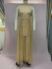 2025 European & American Women's V-Neck Gold Stamped Maxi Dress with Slit