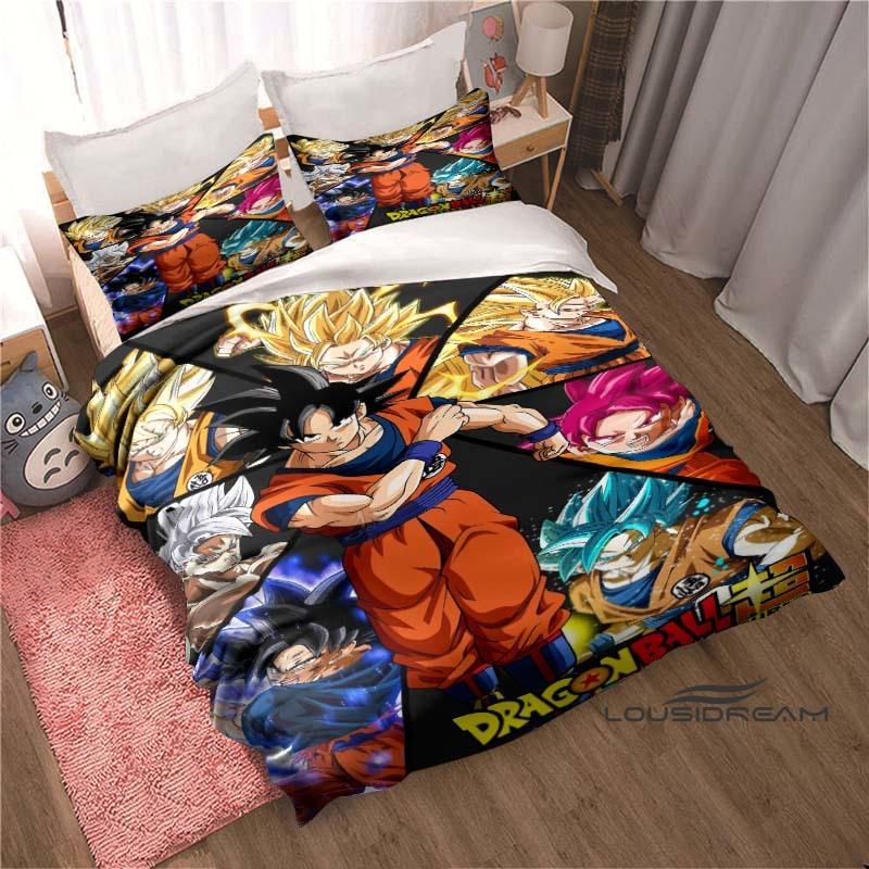 New 2026 3D Printed DRAGON BALL Bedding Set – Duvet Cover and Pillowcases Feature Adorable Cartoon Designs.