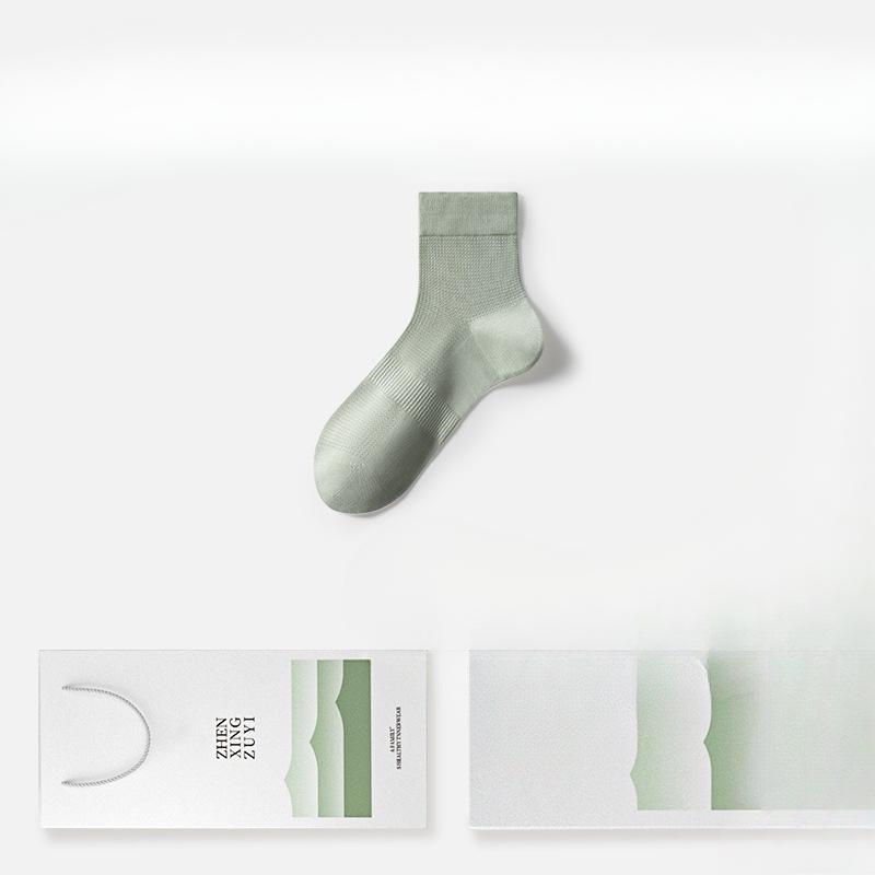 

Мужские летние тонкие новые деловые носки-трубы с охлаждающим эффектом, влагоотводящие, дезодорирующие, антибактериальные 1 pair светло-зеленый