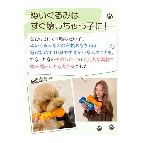 [Supervised by a dog lover with 2 Toy Poos] Dog toy "Gaziru Bone" Type that makes an x sound for children who like chewing x Washable (Orange)