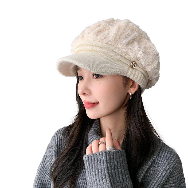 Autumn and Winter Plush Fashionable Women's Beret Outdoor Warm and Casual Duck Tongue Hat