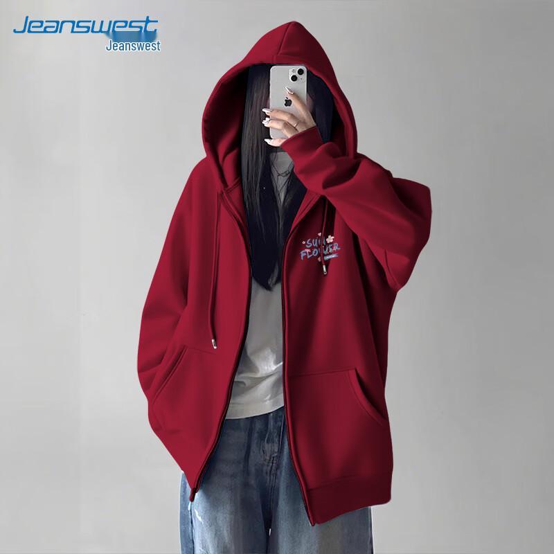 Jeanswest Women's Loose Fit Floral Hooded Sweatshirt