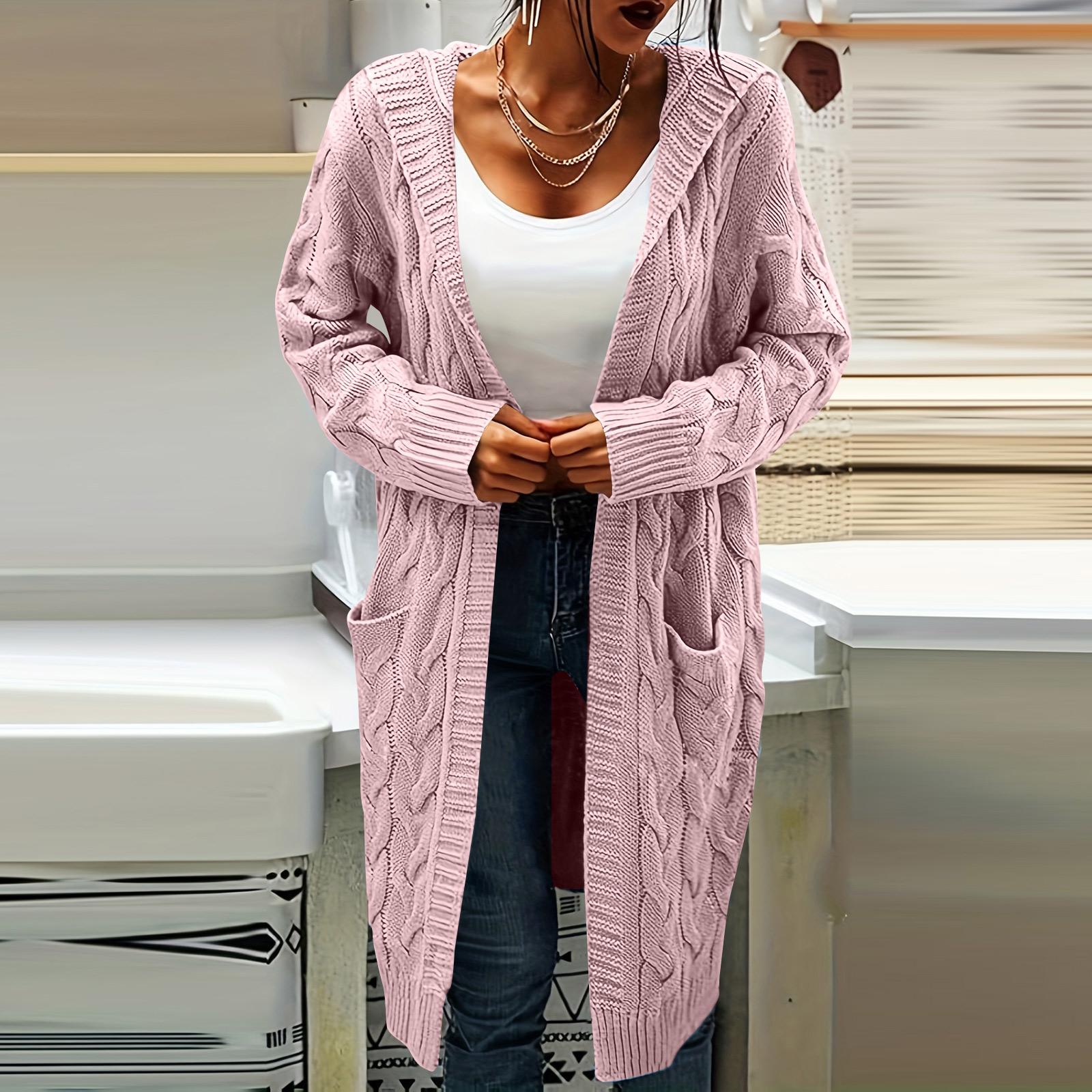 

Женские кардиганы Легкие с круглым вырезом и длинным рукавом Одежда Осенняя модная одежда S розовый