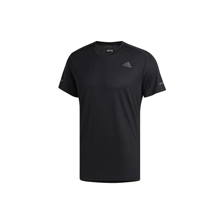 adidas Run It Tee M Logo Training Sports Short Sleeve Black Men s FL6972 M