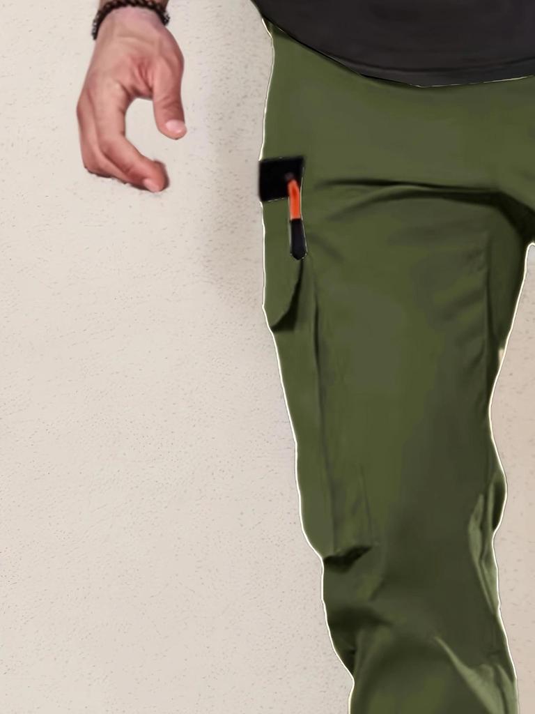 Men's European Size Multi-Pocket Workwear Pants - Lightweight Straight-Leg for Casual Wear, Spring & Autumn
