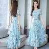 Summer Korean Version Dress New Printed Large Size Skirt Long Female Mother Floral Middle-aged and Elderly Beach Skirt
