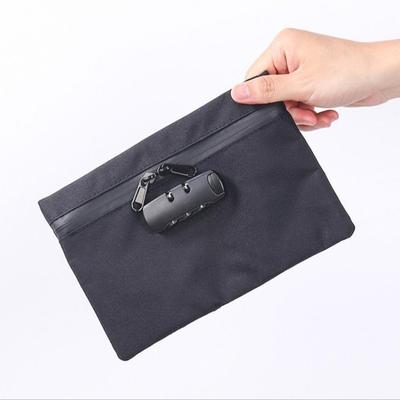 Combination Lock Money Bag with Lock Canvas Waterproof Portable Locking Pouch Portable Zip Closure Security Document Bag