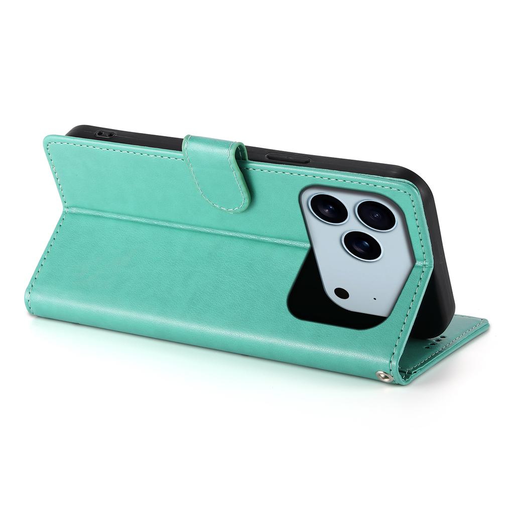 For iPhone 17 Pro Wallet Case Butterfly Floral Imprint PU Leather Phone Cover with Wrist Strap