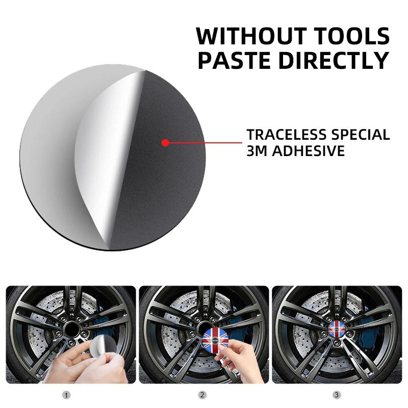 4Pcs 3D Car Wheel Hub Center Metal Decals Sticker For MINI WORKS One Cooper JCW R60 R59 R58 R57 R56 R55 R53 R52 F55 F56 F54 F57