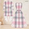 Women Plus Size Two Piece Set Abstract Printed 3 4 Sleeve Open Cardigan Sleeveless Round Neck Tie Waist Flared Dress