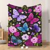 Fflannel Blanket 1pc Multicolored Butterflies And Flowers Soft Comfortable and Warm This Nap Blanket/sofa Blanket Is Suitable for