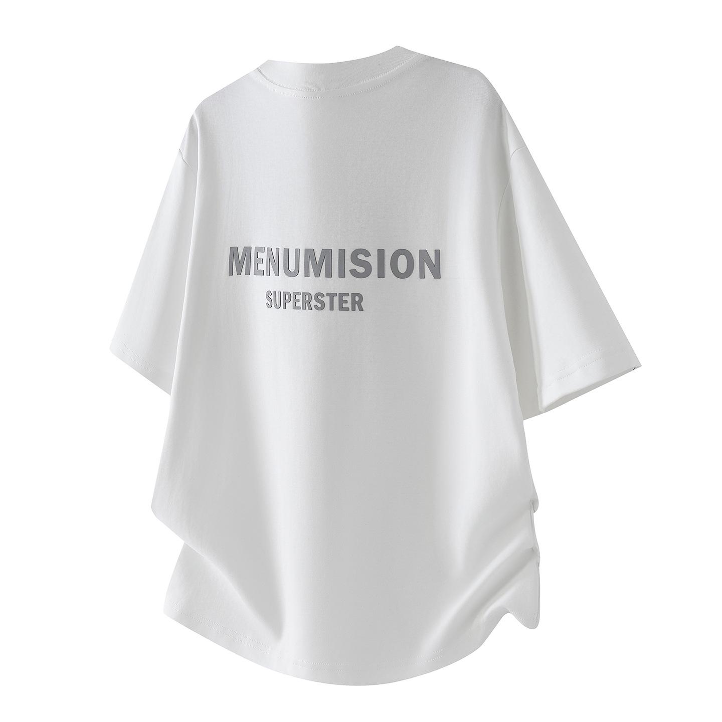 

2026 Summer Men s Loose Fit Heavyweight 3D Reflective Short Sleeve T-Shirt 4XL білий