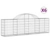VidaXL Paniers à gabions arqués 6 pcs 200x30x60/80 cm Fer galvanisé, gabion, cage de gabion, panier de mur de gabion, mur de 3146072