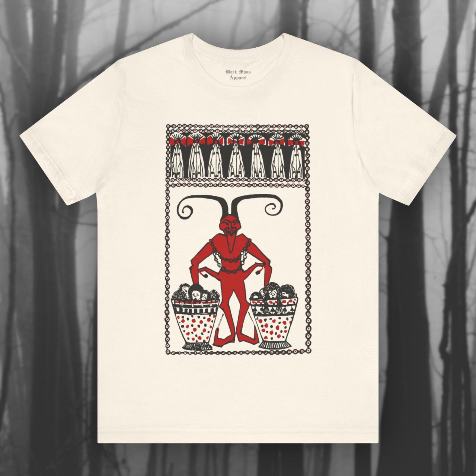 Krampus II, Creepy Christmas Shirt, Spooky Holiday T-Shirt, Folklore T-Shirt, Demon T-Shirt, Creepmas, Gothic Unisex Short Sleeve Tee L
