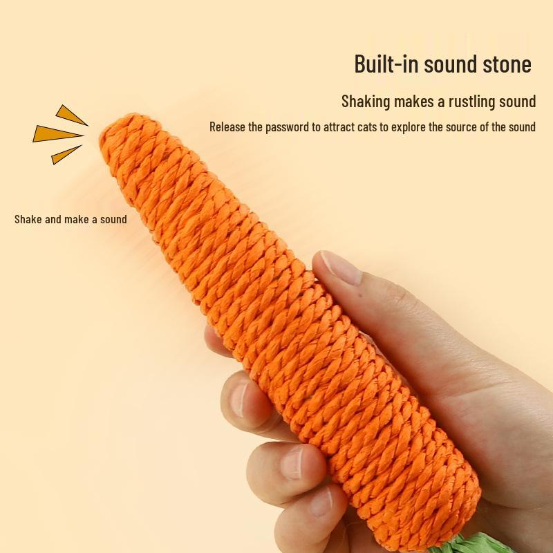 Carrot Chew Stick with Sound: Bite-Resistant, Boredom-Relief Toy for Kittens.