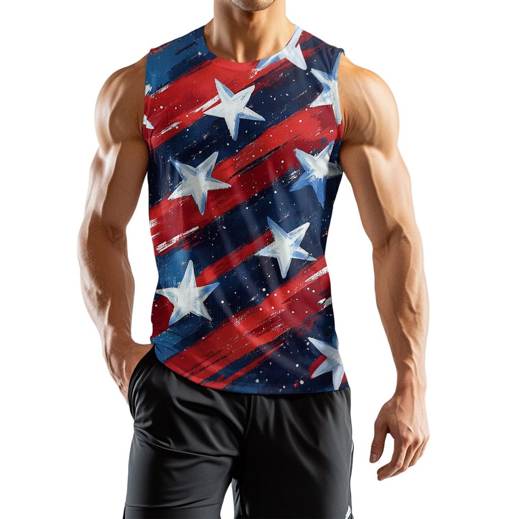 Men's Athleisure Independence Day Printed Sleeveless Vest