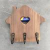 Decorative Wooden Key Hanger Wall-Mounted Key Storage Rack with Hooks House Shaped Entryway Decoration Coat Organizer