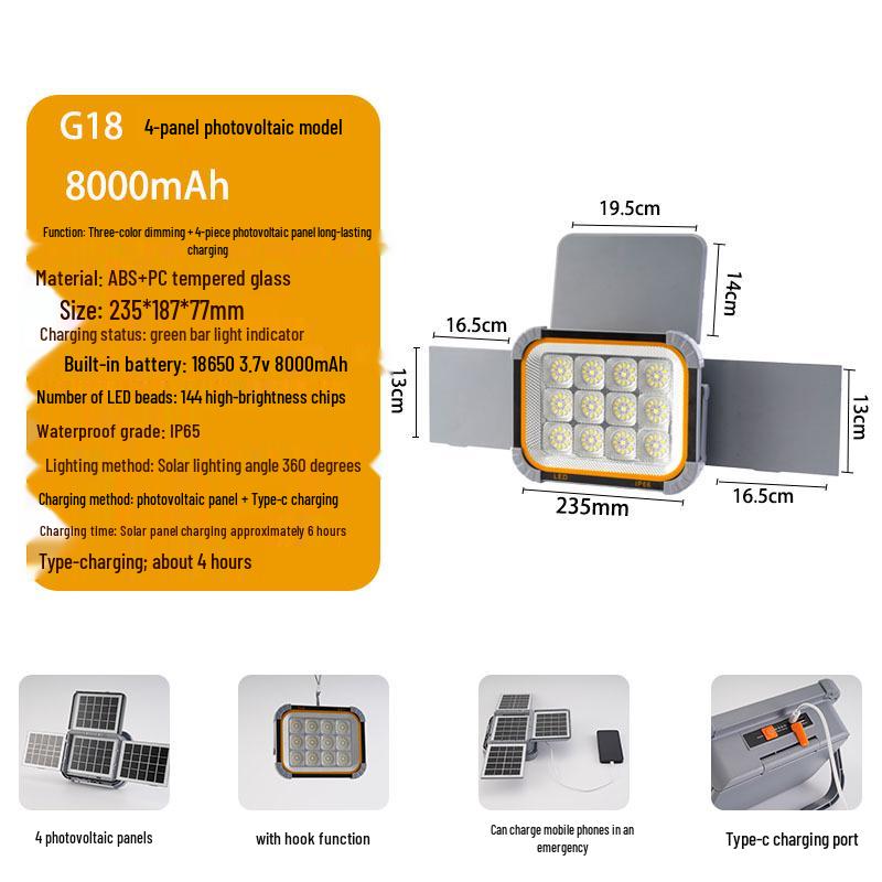Solar-Powered Super Bright LED Waterproof Floodlight for Outdoor Use