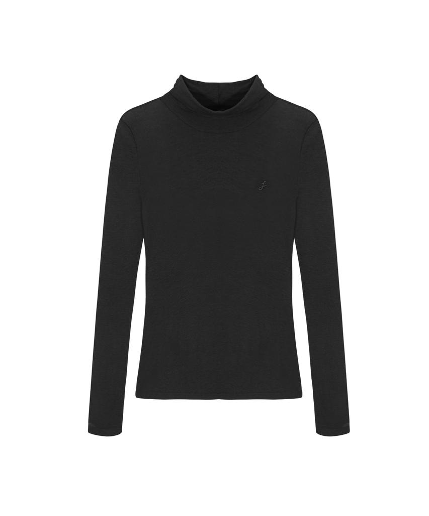 LEI AVERY Wool Tencel Turtleneck T-Shirt (Black)