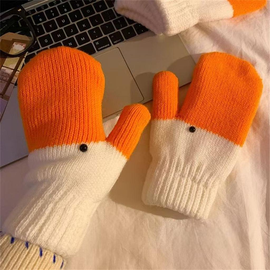 Winter Goose Gloves, Funny Novelty Animal Gloves with Thermal Soft Lining, Cute Goose Mittens Gift for Girl Friend Women