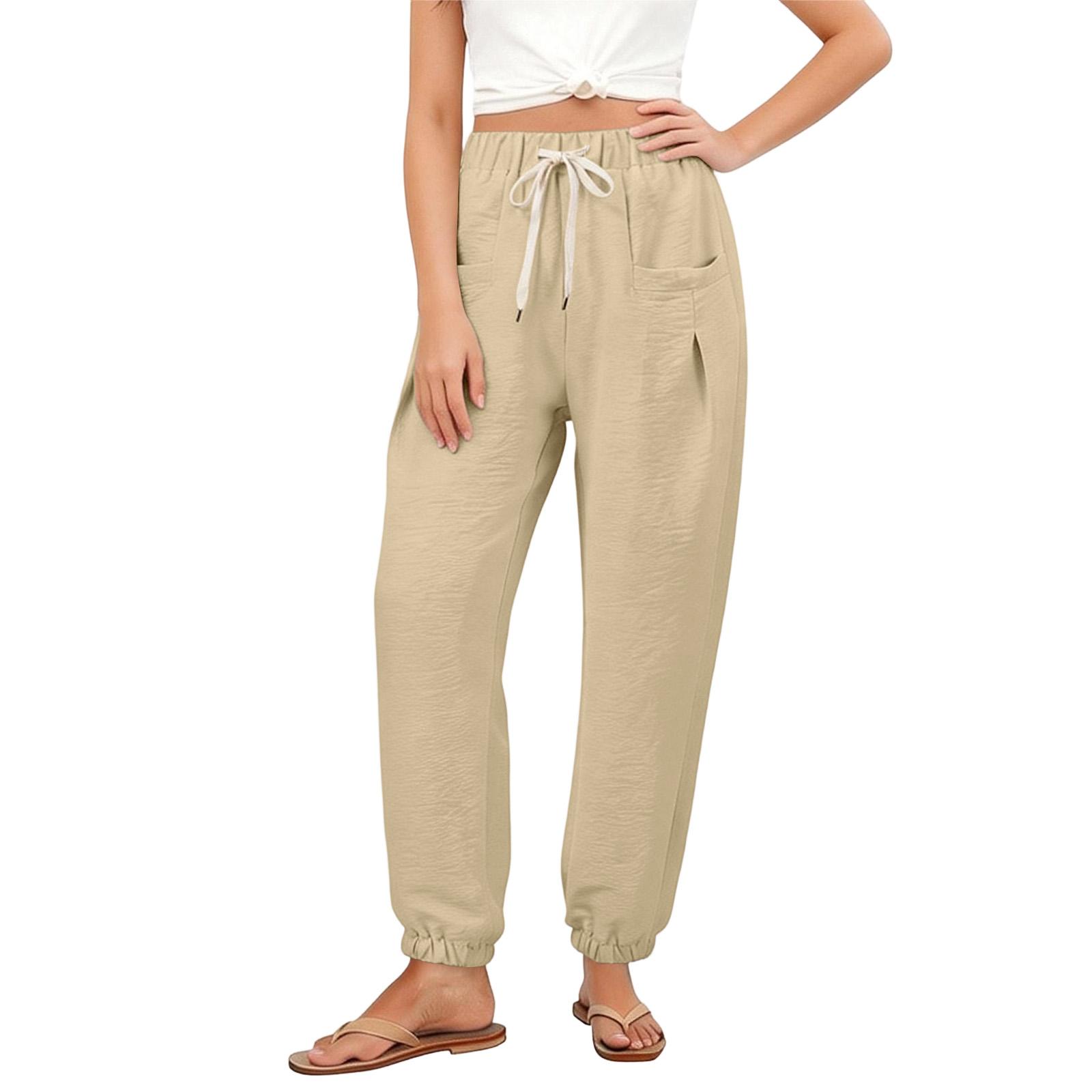 Women s Loose-fitting Wide-leg Pants, Casual Loose-fitting Pants, High-elastic Waistband, Long Pants With Pockets L