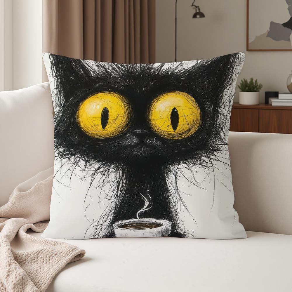 Scruffyl Black Cat Pillow Case Suitable For Bedrooms Living Rooms Cars Home Decoration