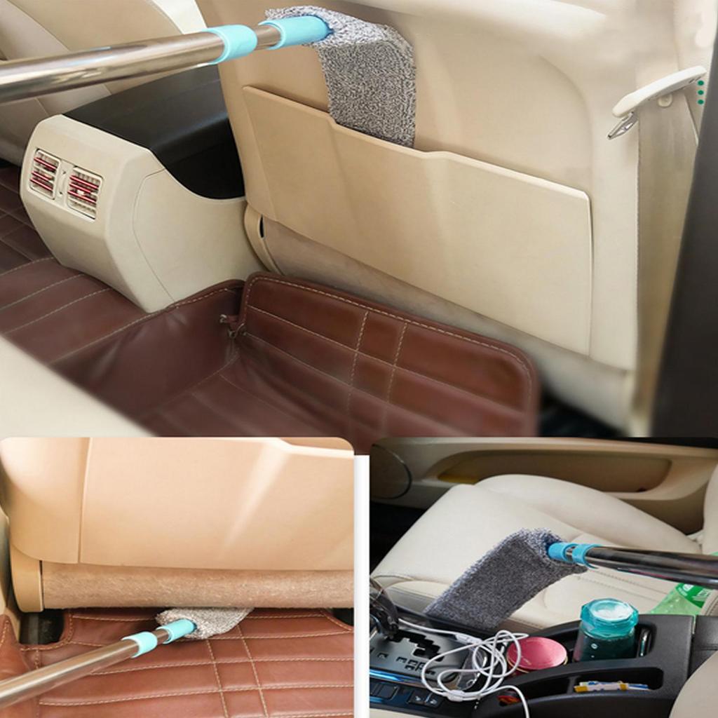 Flat Duster Extendable Long Handle Mop Microfiber Duster Under Appliance Cleaning Tool for Home Apartment Office Floor Furniture