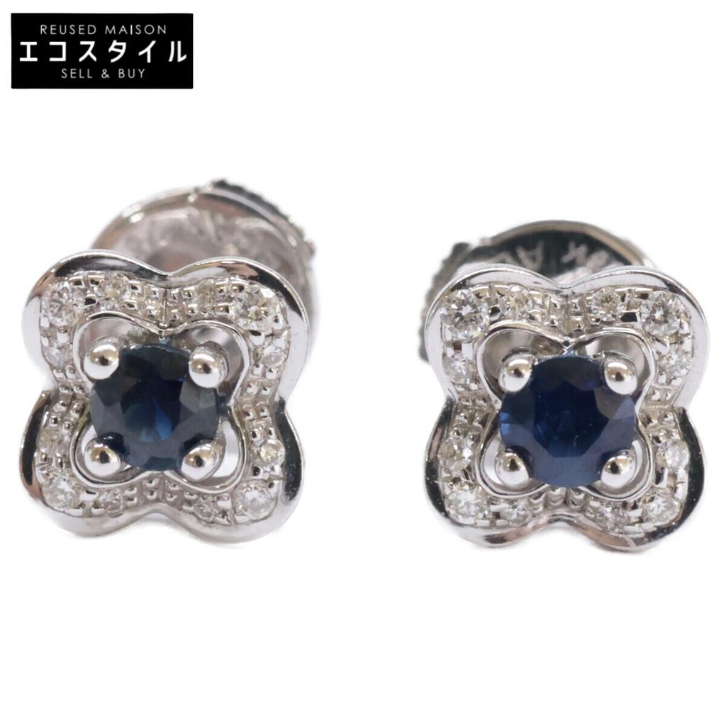 MAUBOUSSIN K18WG Diamond X Sapphire Chance of Love Studs Earring White goldUsed