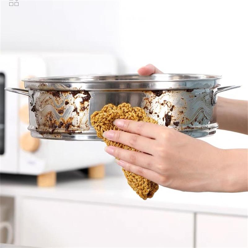 Floral Golden Thread Non-Stick Dish Cloth | Korean-Style Scrubber & Hand-Crocheted Coaster