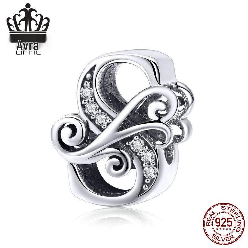 Avle 925 Sterling Silver English Letter Beaded Bracelet Beads