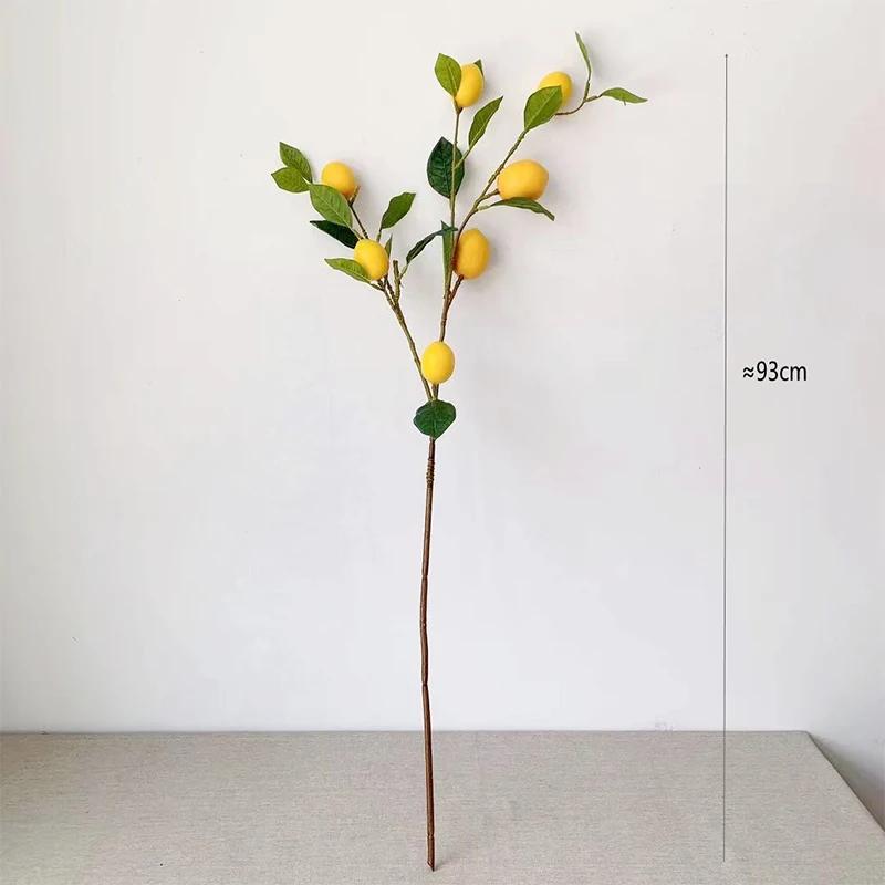 93cm Artificial Lemon Branch High Simulation Vivid Lemon Fruit Fake Plants Flower Photography Props Home Decor
