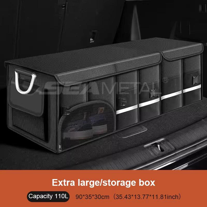 Foldable Trunk Storage Box Waterproof Oxford Cloth 110L Large-Capacity Car Organizer for Camping/Fishing Easy to Carry
