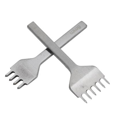 2 Pezzi Punzone per Pelle 6mm 4 Denti 6 Denti Acciaio Bianco Punzone a Denti per Pelle Lucidatura a Specchio