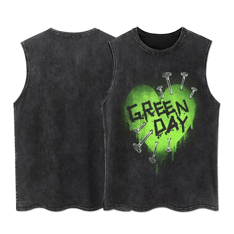 High Street Vintage Washed Gothic Vest Death God Print Sleeveless T-shirt Mens Womens Loose Sports Fitness Tank Tops