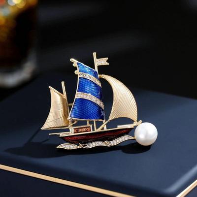 High Quality Pearl Sailboat Brooch Men's Scarves Accessories Suit Clothing Brooches Party Women's Corsage