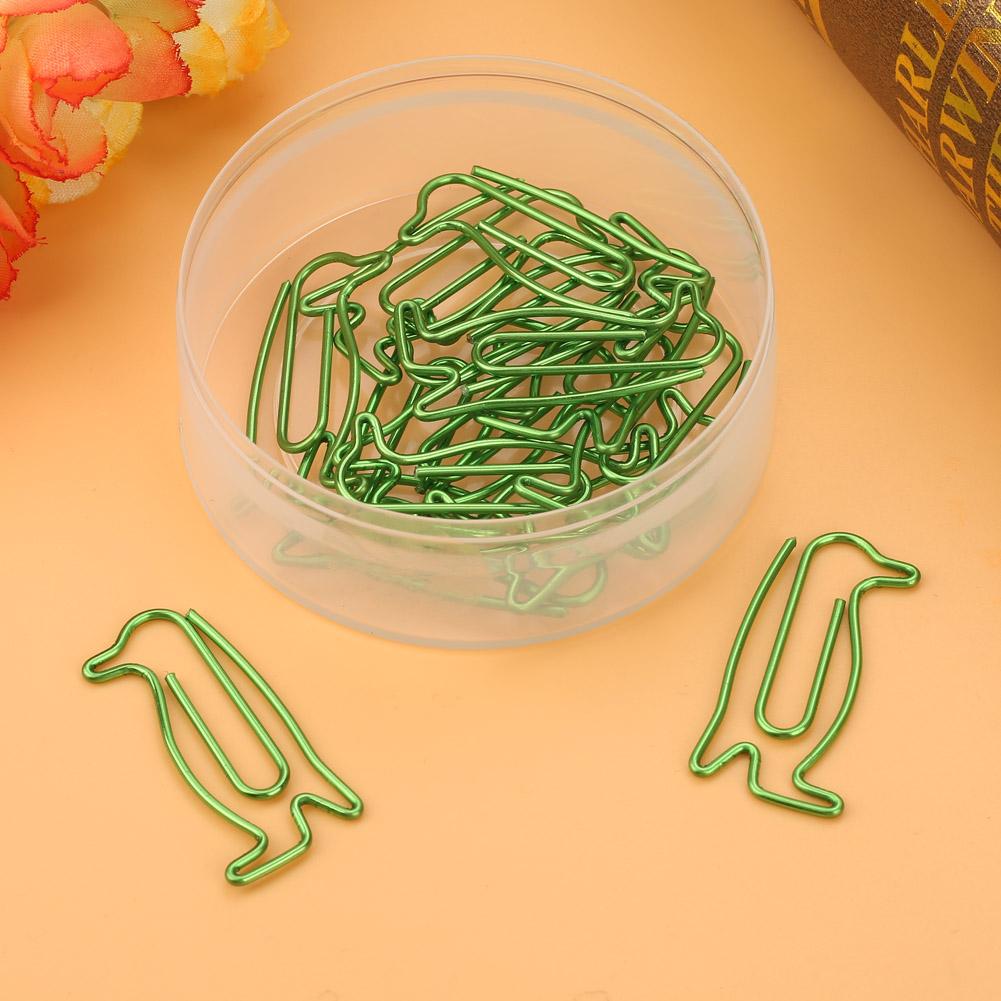20Pcs Green Iron Penguin Shape Clip Bookmark Marking Stationery School Supplies