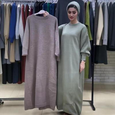 Herbst/Winter 2025 Europäisches & Amerikanisches Mittleröstliches Damen Lockeres Langes Rundhalskleid