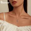 BAMOER 925 Sterling Silver Sparkling Heart Pendant Necklace for Women Simple Silver Necklace Engagement Fine Jewelry