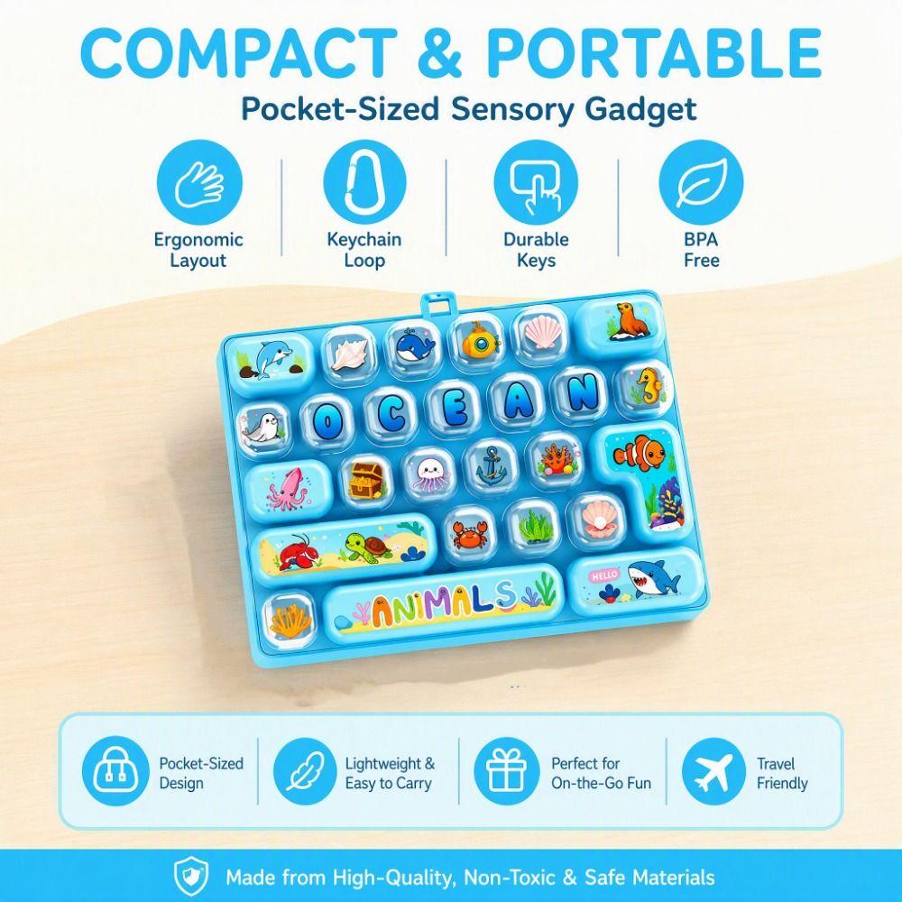 Creative 26 Keyboard Keychain 26 Grid Fidget Toy Keyboard Clicker Keychain Backpack Hanging