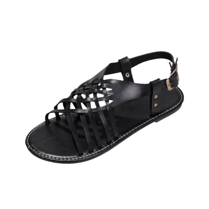 Women's Euro-American Sandals Spring Summer Fashion Flat Round Toe Open Toe Beach Buckle Shoes