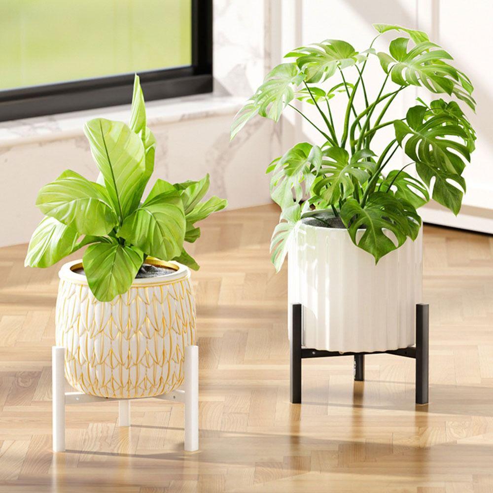Metal Flowerpot Bracket with Casters Potted Holder Stable Triangle Flowerpot Rack Outdoor Indoor