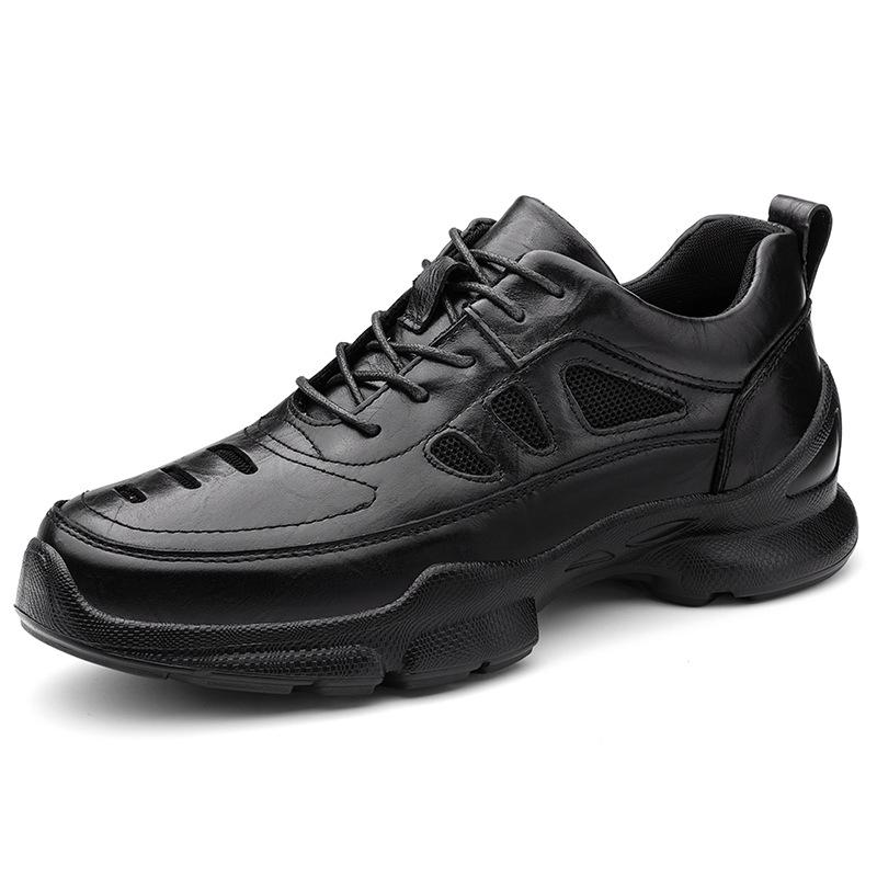 Men s Height-Boosting Leather Shoes - 6CM Increase, Trendy Spring Style, Breathable, Versatile, Genuine Leather. Size 42